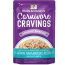 Stella & Chewy's Carnivore Cravings Savory Shreds pet food package on a white background