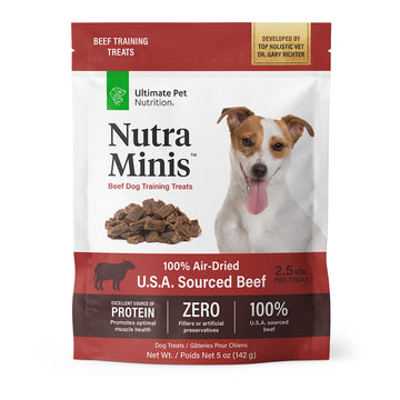 Ultimate Pet Nutrition Nutra Minis Air-Dried Beef Dog Training Treats, 5-oz