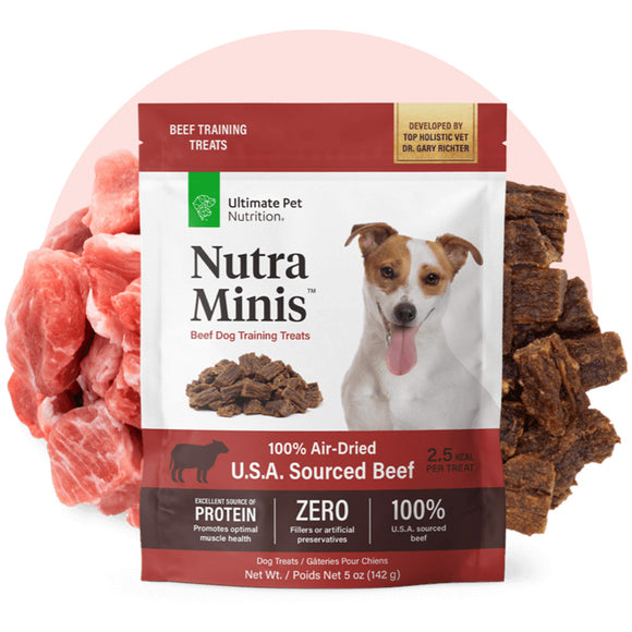 Ultimate Pet Nutrition Nutra Minis Air-Dried Beef Dog Training Treats, 5-oz