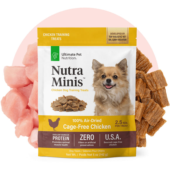Ultimate Pet Nutrition Nutra Minis Air-Dried Chicken Dog Training Treats, 5-oz