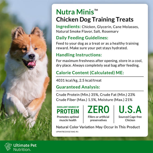 Ultimate Pet Nutrition Nutra Minis Air-Dried Chicken Dog Training Treats, 5-oz