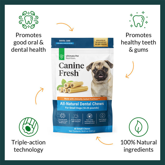 Ultimate Pet Nutrition Canine Fresh All-Natural Dental Chews for Small Dogs 10-25 lbs, 30 count