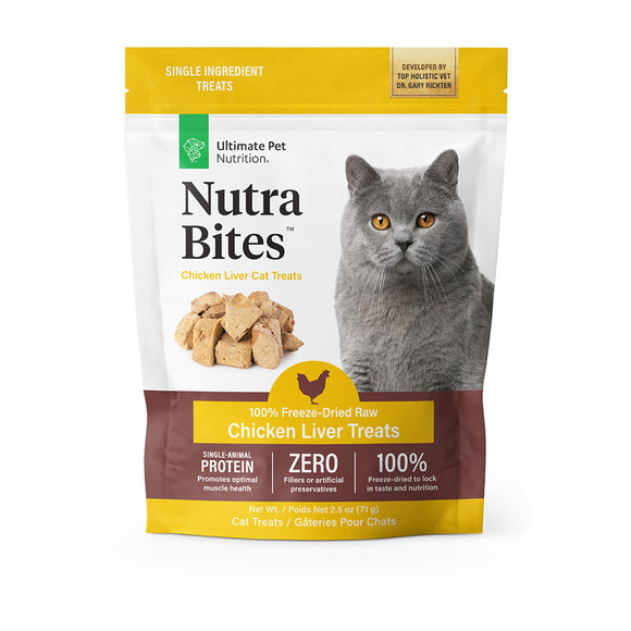 Ultimate Pet Nutrition Nutra Bites Freeze Dried Chicken Liver Cat Treats, 2.5-oz