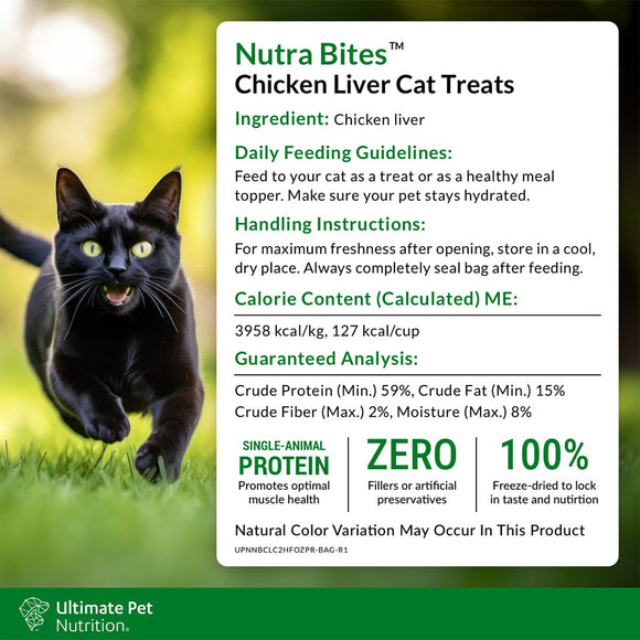 Ultimate Pet Nutrition Nutra Bites Freeze Dried Chicken Liver Cat Treats, 2.5-oz