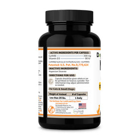 Black supplement bottle with label on a white background