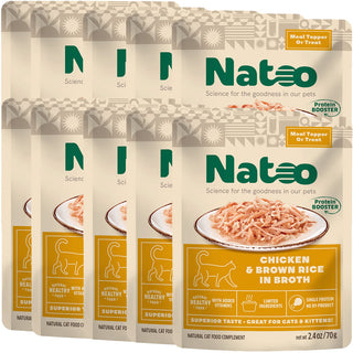 Natoo Meal Topper or Treat Chicken & Brown Rice in Broth Cat Food 10pk