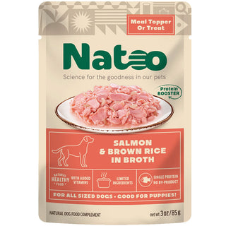 Natoo Meal Topper or Treat Salmon & Brown Rice in Broth Dog Food 2oz