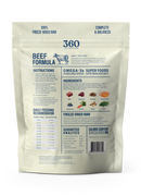 Package of 360 Pet Food with beef formula on a white background