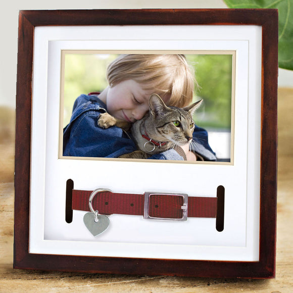 Pearhead Pet Collar and Photo Frame, Espresso