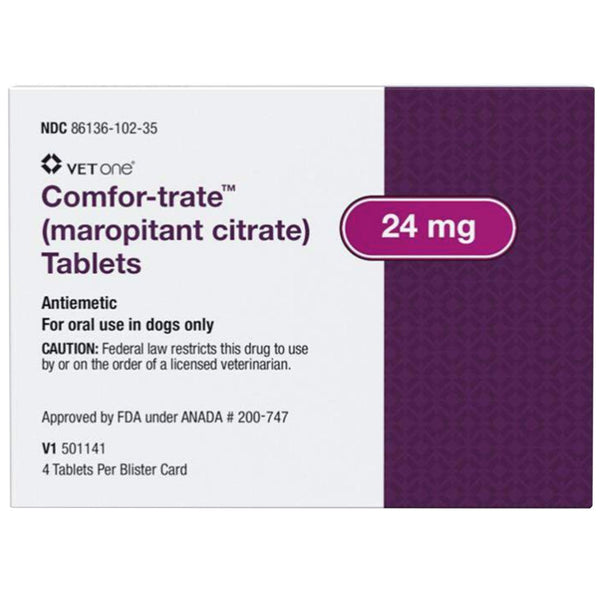 Comfor-trate (Maropitant Citrate) Antiemetic Tablets for Dogs: 24mg