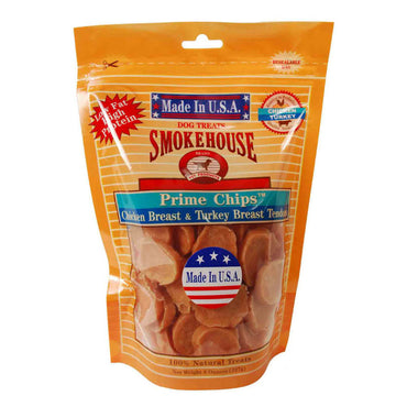 Smokehouse Chicken Breast & Turkey Breast Tendons Prime Chips Dog Treats, 8-oz
