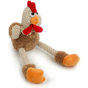 GoDog Checkers Skinny Brown Rooster Plush Squeaker Dog Toy