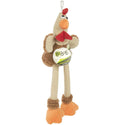 GoDog Checkers Skinny Brown Rooster Plush Squeaker Dog Toy