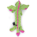 GoDog Dragons Skinny Chew Guard Squeaky Plush Dog Toy, Green