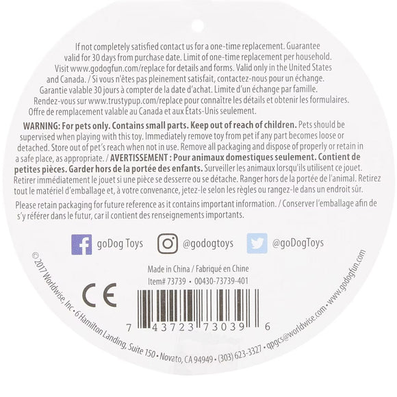 GoDog Just for Me Chew Guard Mini Flying Pig Squeaky Plush Dog Toy