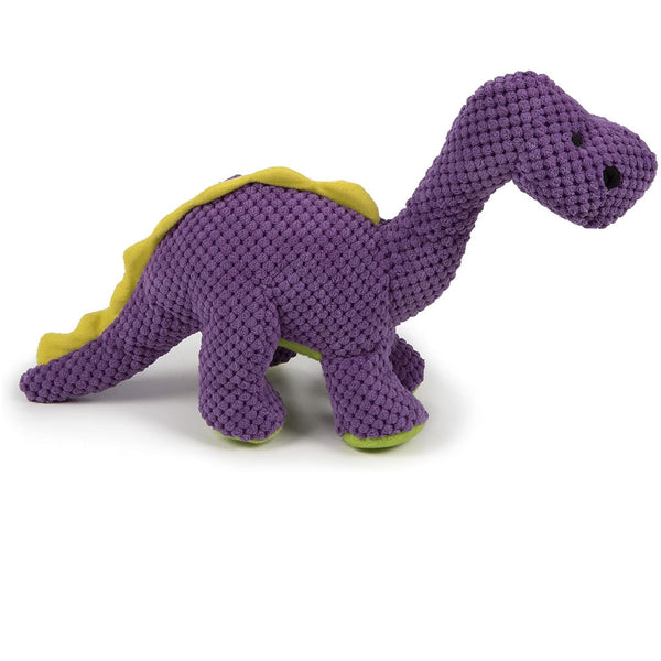 GoDog Dinos Bruto Plush Squeaker Dog Toy Purple