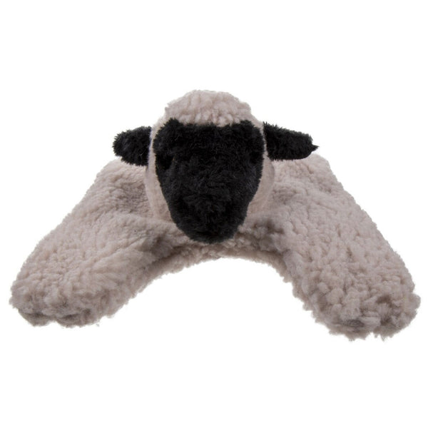 GoDog Barnyard Flats Lamb Durable Squeaky Plush Dog Toy