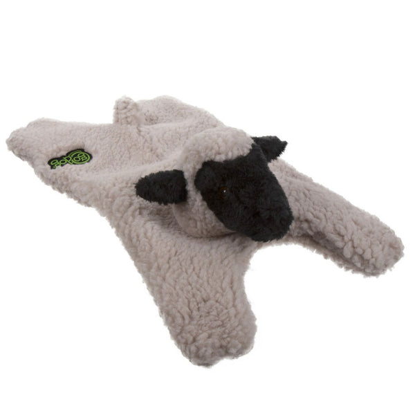 GoDog Barnyard Flats Lamb Durable Squeaky Plush Dog Toy