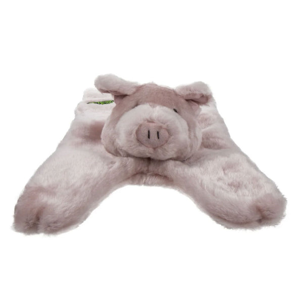 GoDog Barnyard Flats Pig Durable Squeaky Plush Dog Toy