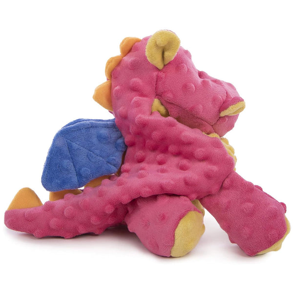 GoDog Coral Dragon Chew Guard Squeaky Plush Dog Toy