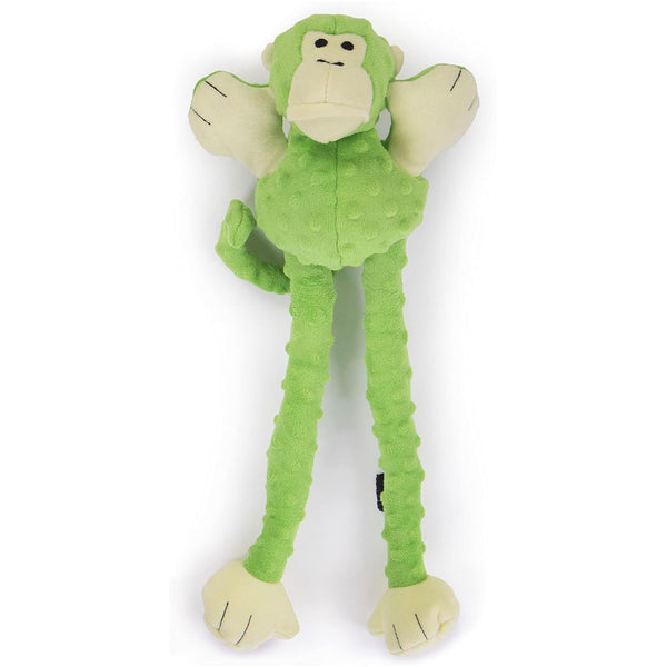 GoDog Green Tugs Monkey Chew Guard Squeaky Plush Dog Toy