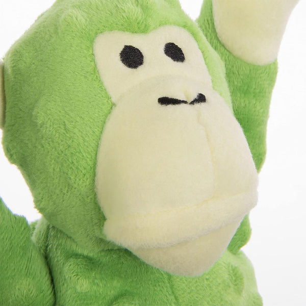 GoDog Green Tugs Monkey Chew Guard Squeaky Plush Dog Toy