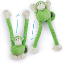 GoDog Green Tugs Monkey Chew Guard Squeaky Plush Dog Toy