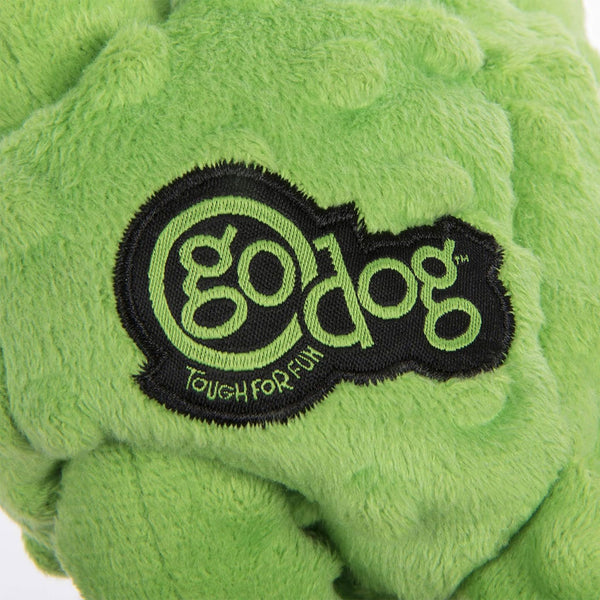 GoDog Green Tugs Monkey Chew Guard Squeaky Plush Dog Toy