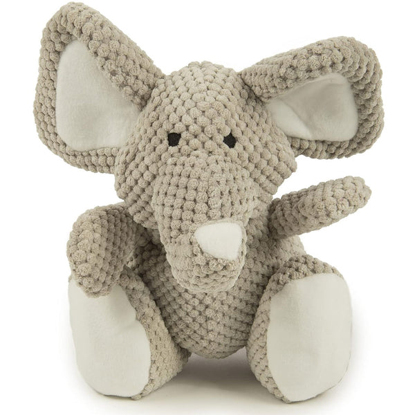 GoDog Checkers Elephant Squeaky Plush Dog Toy, Gray