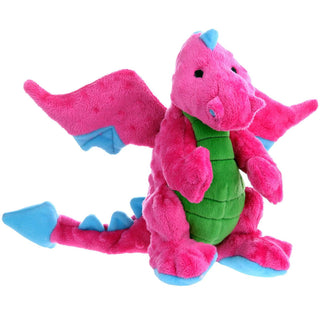 GoDog Dragons Chew Guard Squeaky Plush Dog Toy, Pink