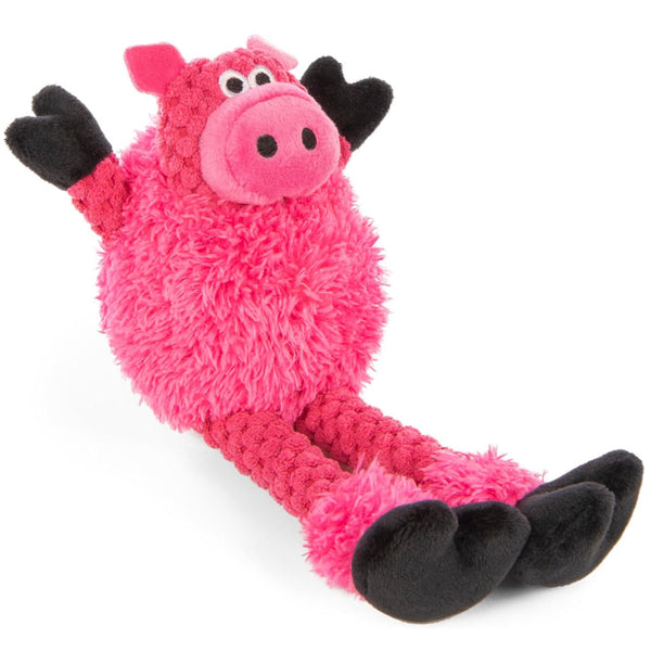 GoDog Checkers Skinny Pig Squeaker Dog Toy, Pink