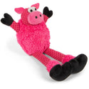 GoDog Checkers Skinny Pig Squeaker Dog Toy, Pink, Small