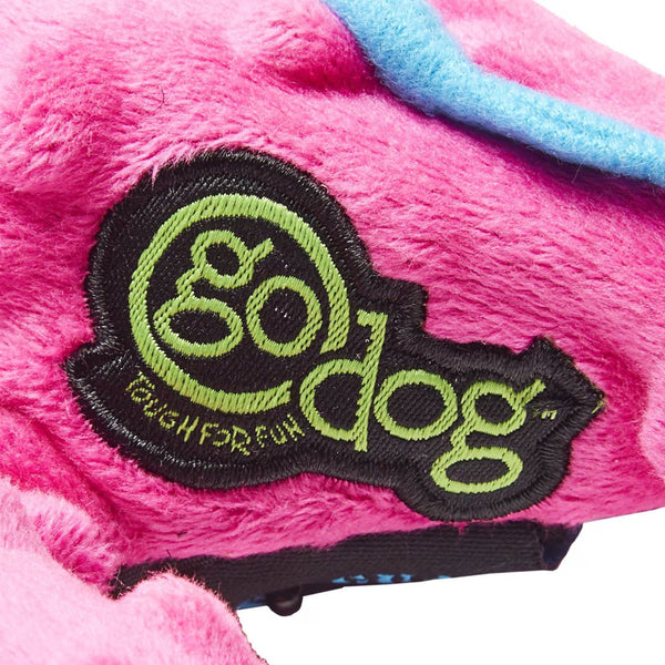 GoDog Pink Gator Chew Guard Squeaky Plush Dog Toy