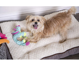 GoDog Teal Dinos Frills Chew Guard Squeaky Plush Dog Toy, Small - 0