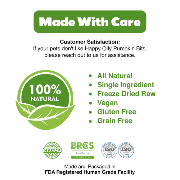 Happy Olly Happy Olly Freeze Dried Pumpkin- Single Ingredient Dog Treats, 2-oz