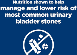 Hill's science diet urinary care dog food is shown to help manage and lower risk of most common urinary bladder stones