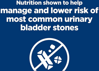 Hill's science diet urinary care dog food is shown to help manage and lower risk of most common urinary bladder stones