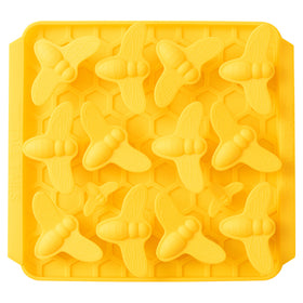 Yellow butterfly-shaped silicone mold on a white background