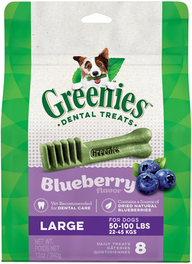 GREENIES Blueberry Large Dental Treats 8 count - Dog Dental Chews & Treats 1