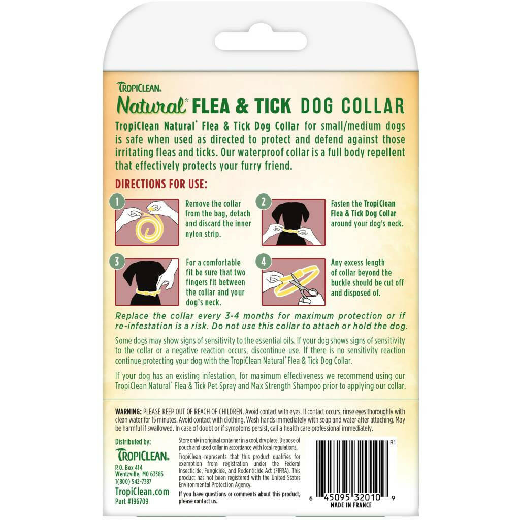 Tropiclean Natural Flea & Tick Dog Collar For Small & Medium Dogs