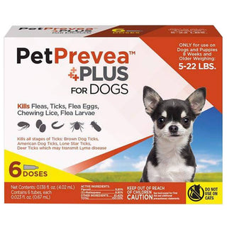 PetPrevea Plus Topical Treatment for Dogs 5-22 lbs (6 doses)