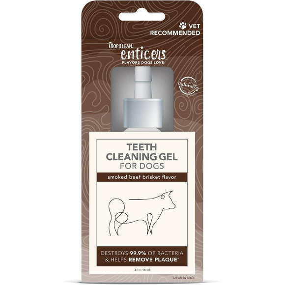 TropiClean Enticers Dental Cleaning Gel for Dogs Smoked Brisket Flavor