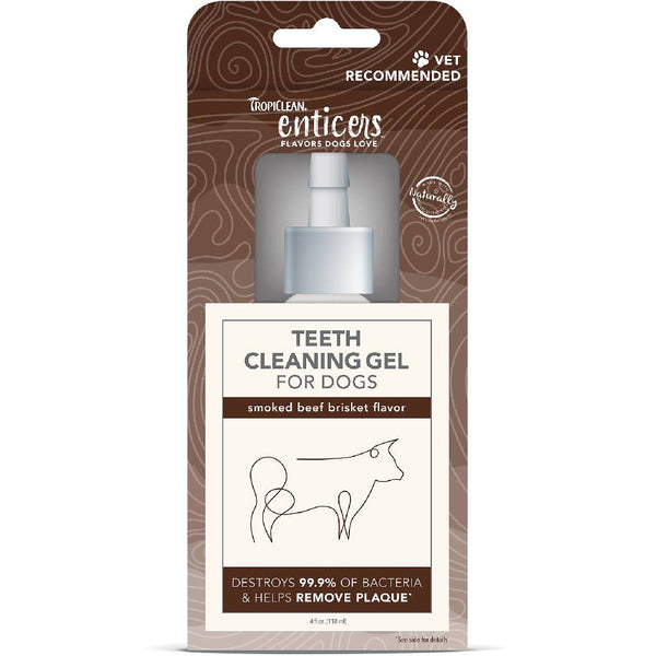 TropiClean Enticers Dental Cleaning Gel for Dogs Smoked Brisket Flavor