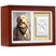 Memorial box with a photo of a dog and a paw print impression on a white background