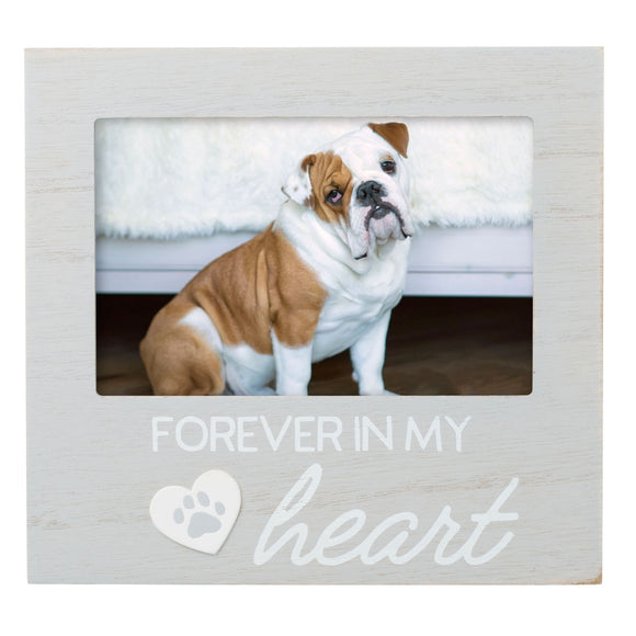 Memorial photo frame with a dog and 'Forever in My Heart' text