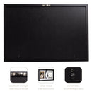 Black picture frame with sawtooth hanger, wide base, and swivel tabs on a white background.