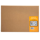 Cardboard box with a 'pawprints collar frame' label on a white background