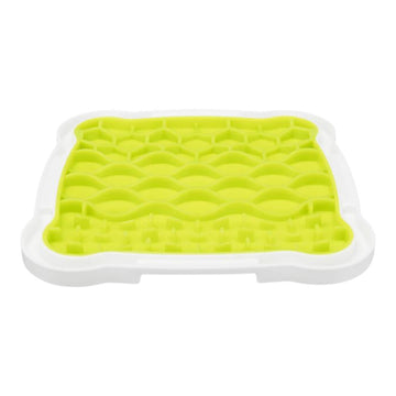 Green silicone mat with white border on a white background