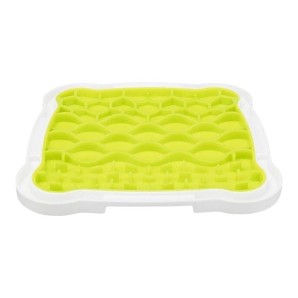 Green silicone mat with white border on a white background