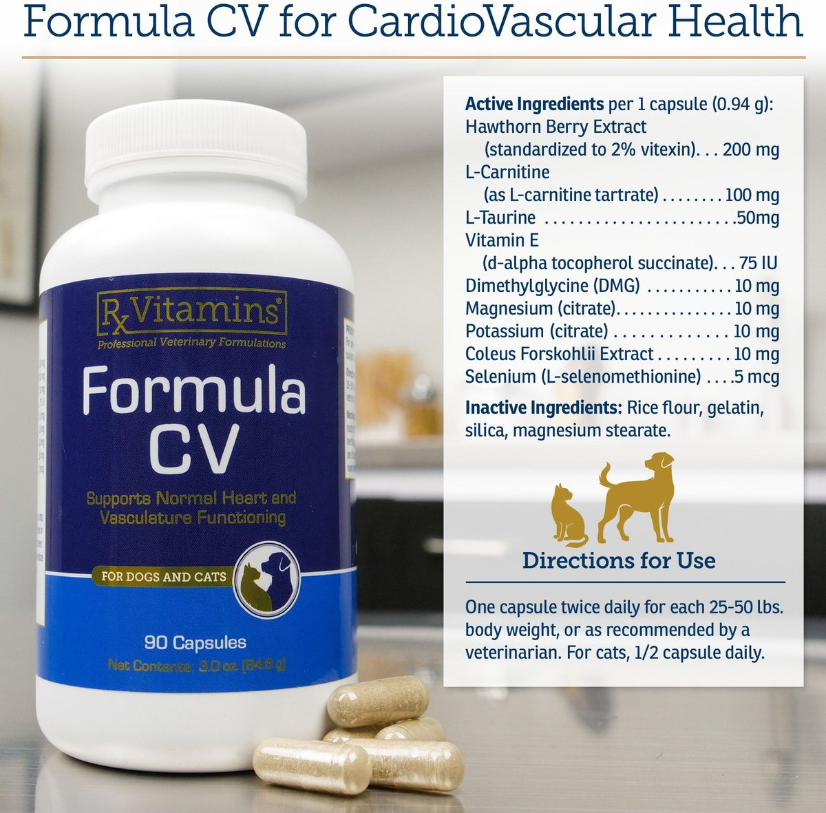 Rx Vitamins Formula CV For Dogs and Cats (90 caps)